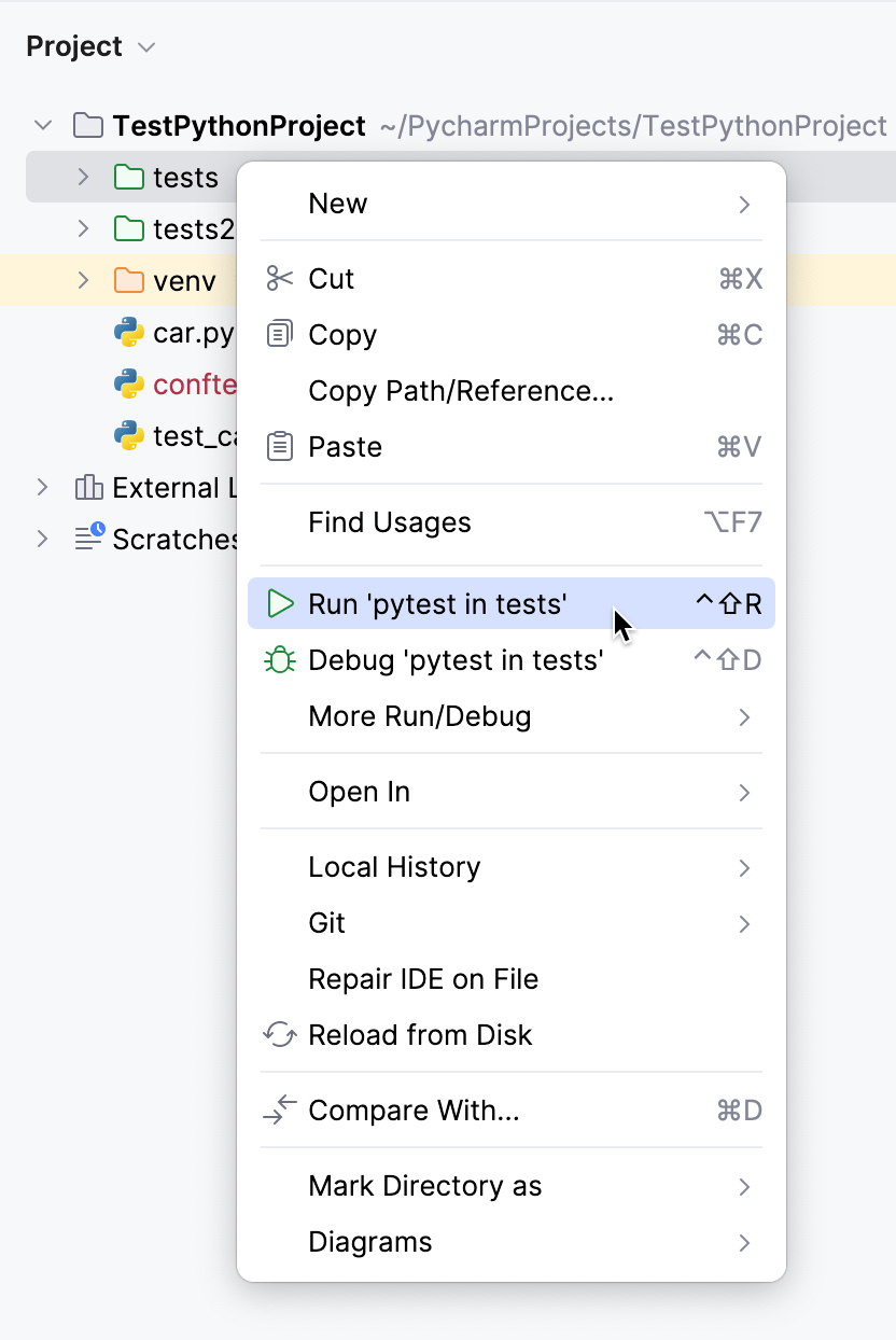 Run tests PyCharm Documentation
