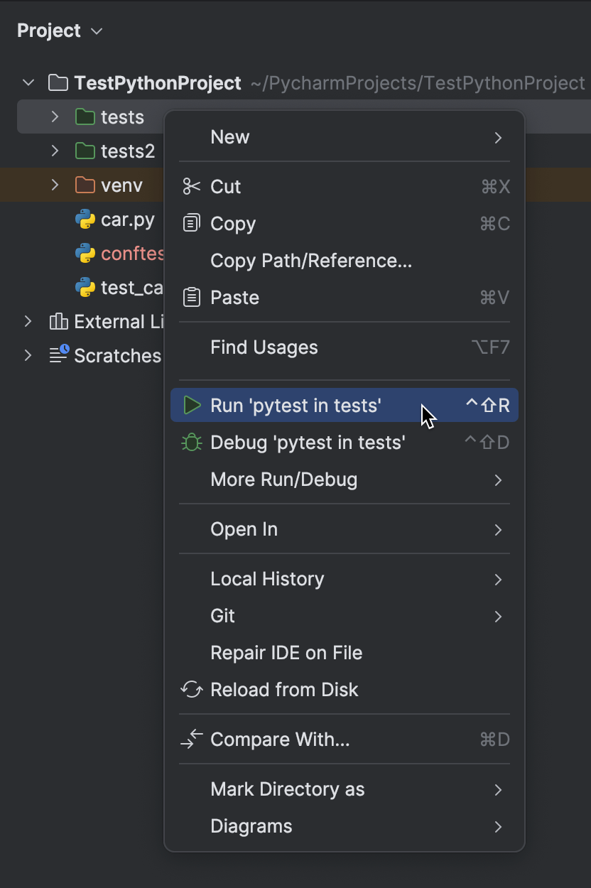 Run tests PyCharm Documentation