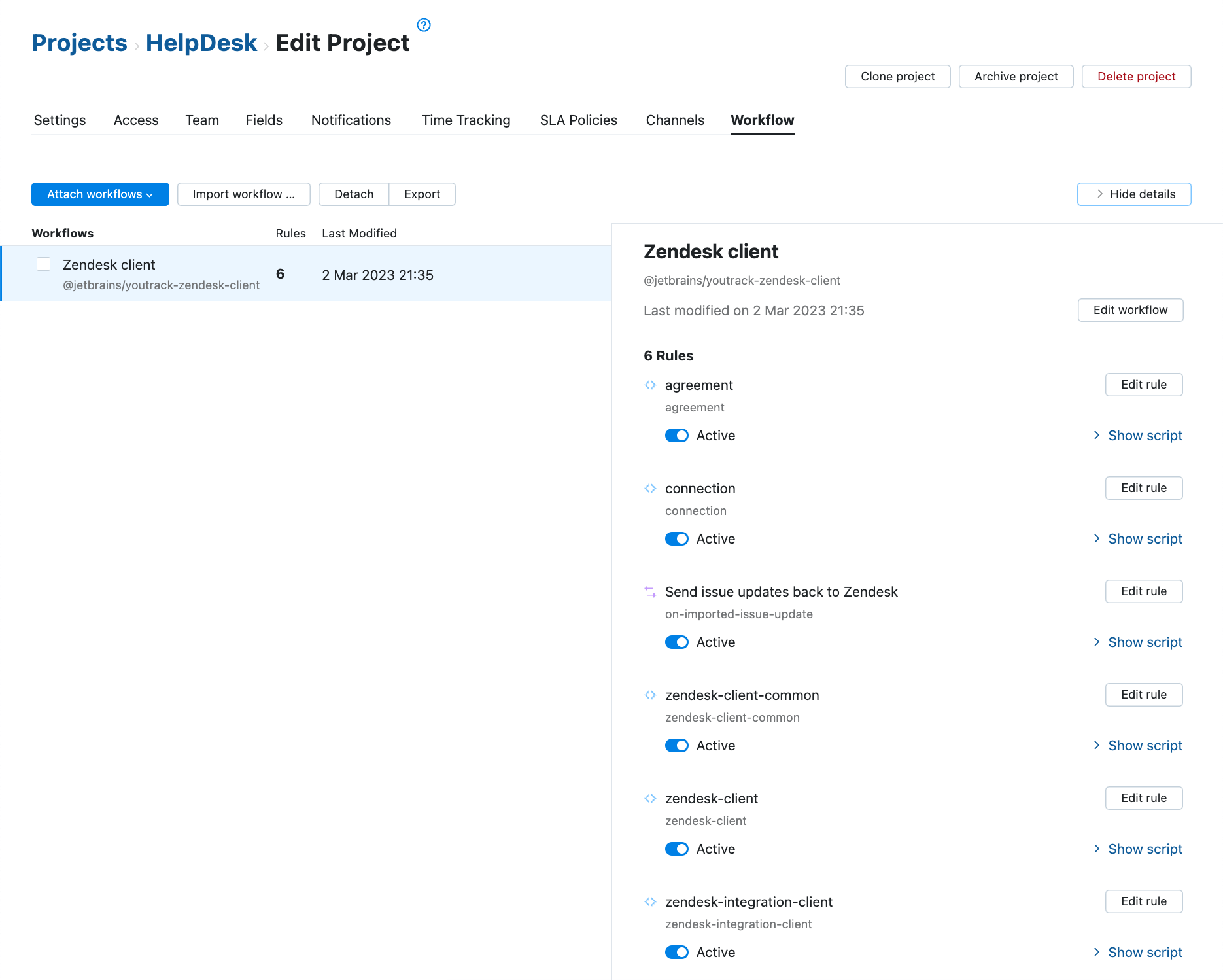 Zendesk Integration YouTrack Server Documentation