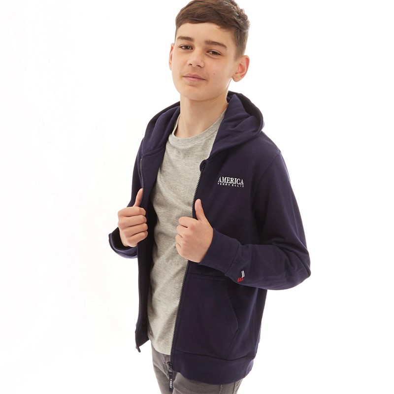 Buy Perry Ellis Boys America Zip Thru Hoodie Navy