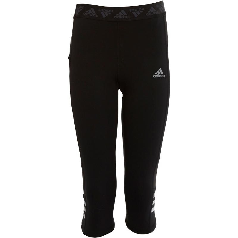 Buy adidas Boys Three Stripe ClimaCool 3/4 Running Capri Leggings Black