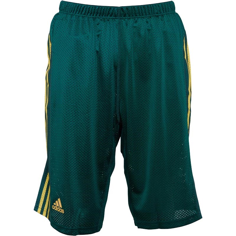 Buy adidas Mens 3 Stripe Mesh 2 in 1 Long Running Shorts Green/Bold Gold
