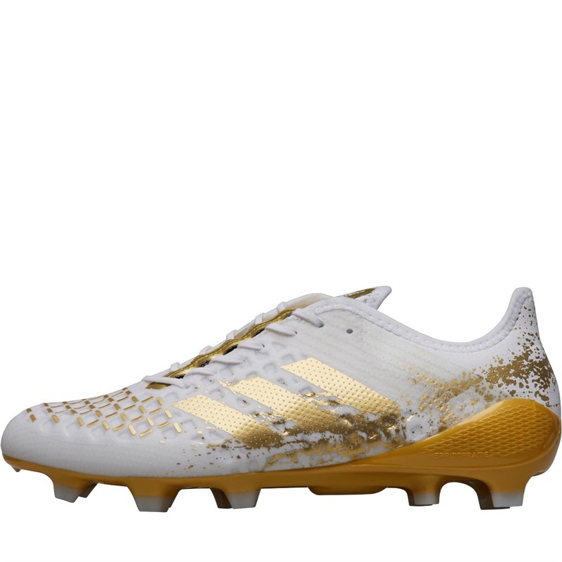 Buy adidas Mens Predator Malice Control FG Rugby Boots Footwear White/Gold Metallic/Footwear White