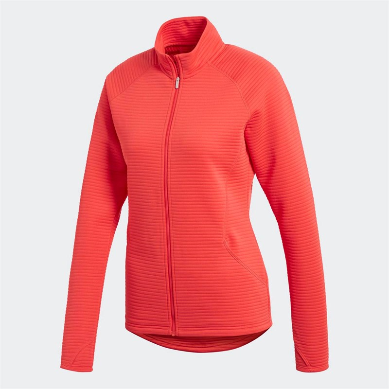 Buy adidas Womens Golf Essentials 3 Stripe Textured Jacket Real Coral
