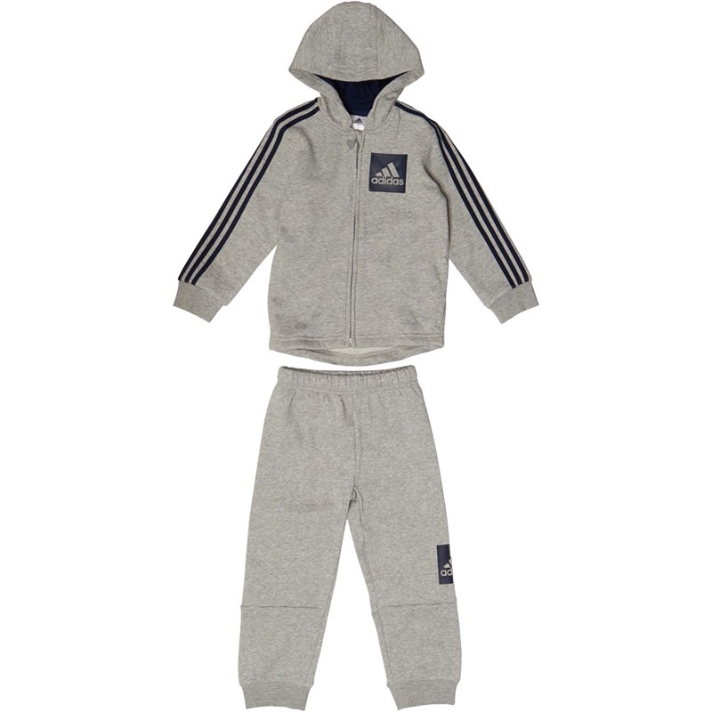 Buy adidas Baby Boys 3 Stripe Hooded Fleece Jogger Set Medium Grey