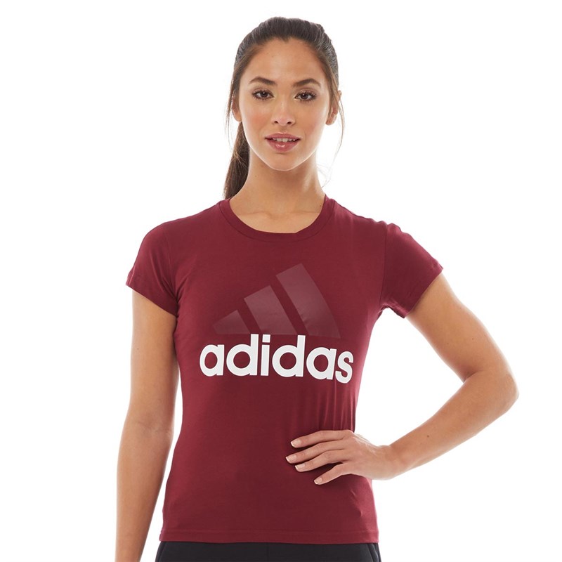 Buy adidas Womens Athletics Essentials Linear Slim TShirt Noble Maroon