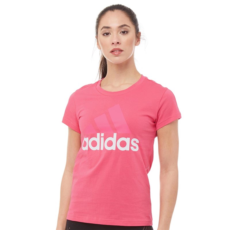 Buy adidas Womens Essentials Linear Logo Slim TShirt Real Pink/White