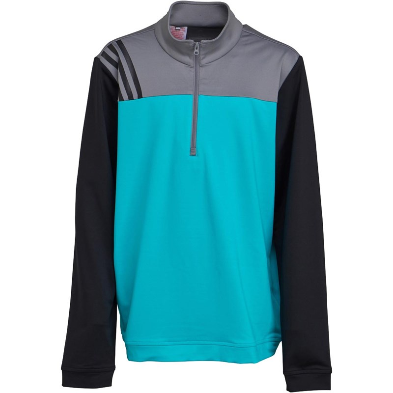 Buy adidas Junior Boys 3Stripes Layering 1/2 Zip Golf Sweatshirt HiRes Aqua