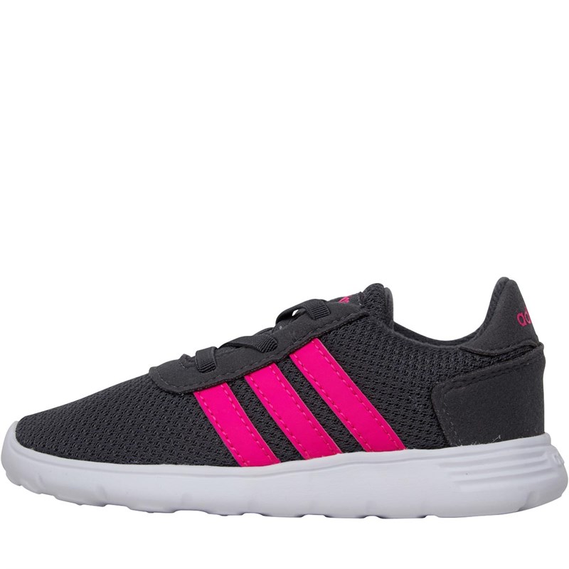 Buy adidas Infant Girls Lite Racer Trainers Grey Six/Shock Pink