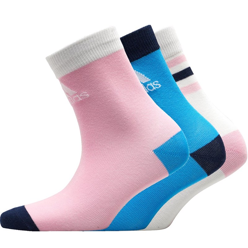 Buy adidas Three Pack Ankle Socks White/True Pink/Shock Cyan