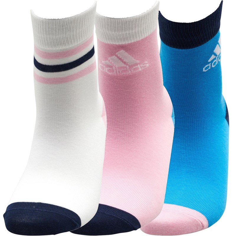 Buy adidas Three Pack Ankle Socks White/True Pink/Shock Cyan