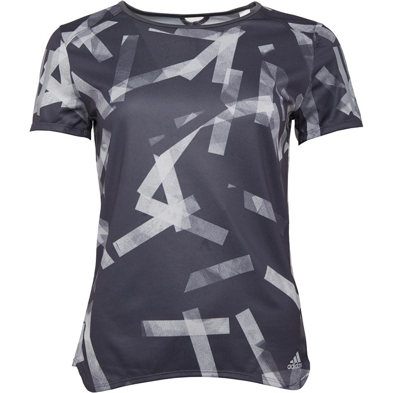 Buy adidas Womens Response Graphic Running Top Grey Five/Grey One
