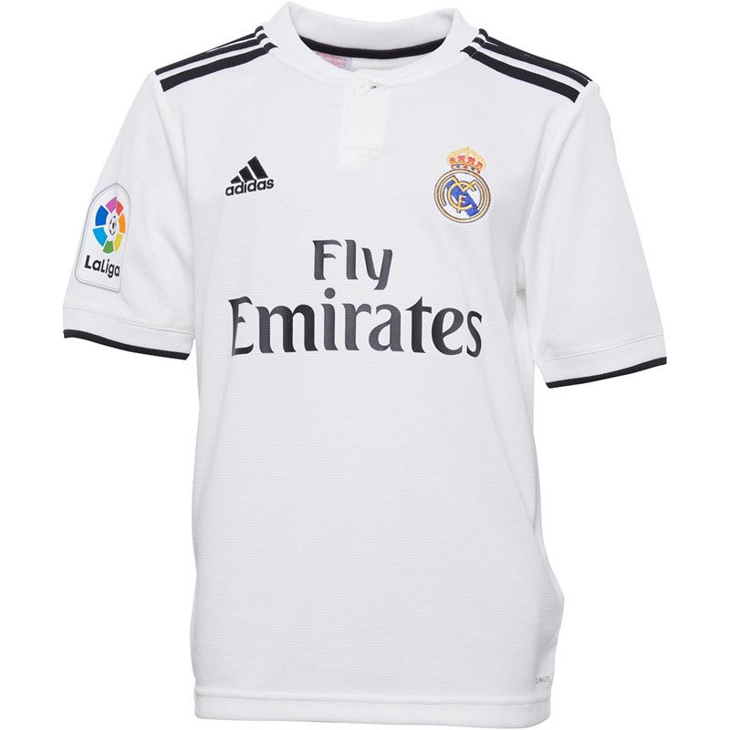 Buy adidas Junior Boys RMCF Real Madrid La Liga Home Jersey Core White