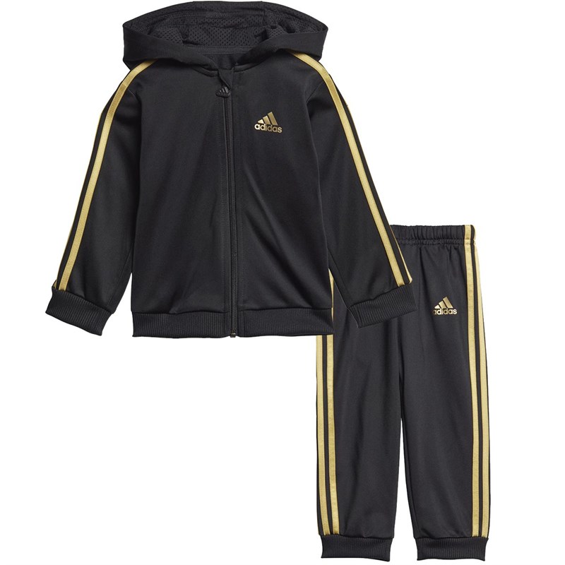 Buy adidas Infant Essentials Hooded Tracksuit Black/Gold Metallic