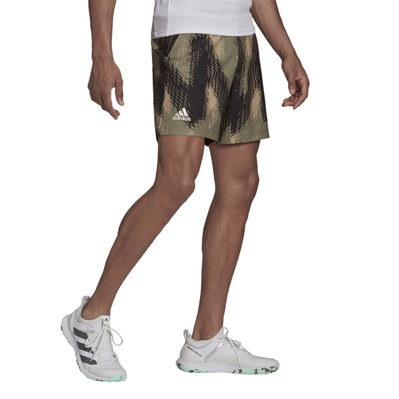 Buy adidas Mens Printed Aeroready Tennis Shorts Orbit Green/Ambient Blush
