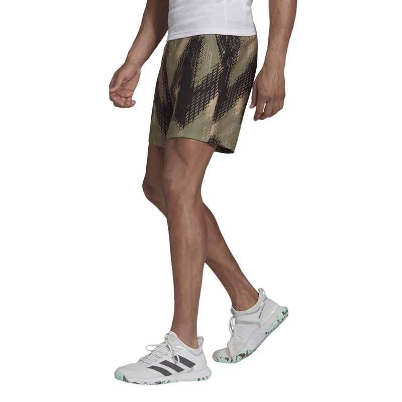 Buy adidas Mens Printed Aeroready Tennis Shorts Orbit Green/Ambient Blush