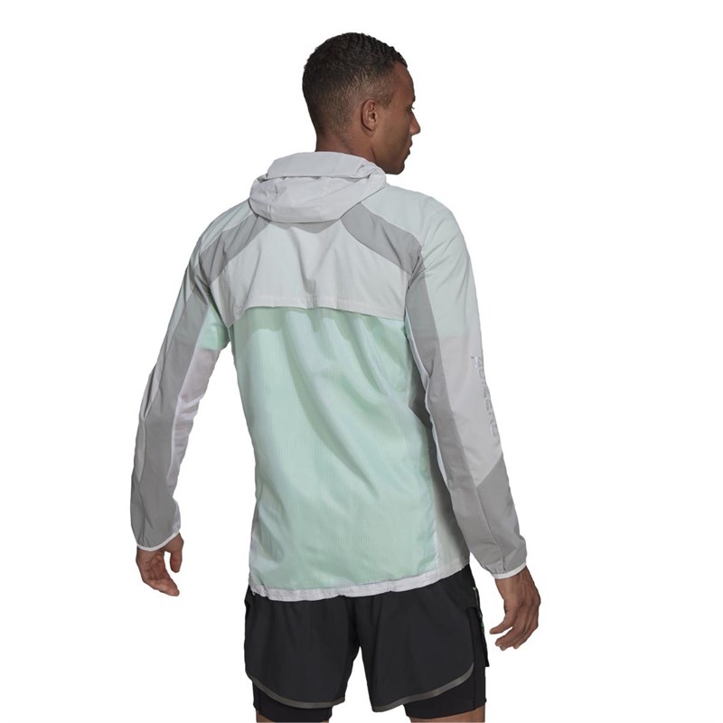 Buy adidas Mens Adizero Marathon Running Jacket White/Grey