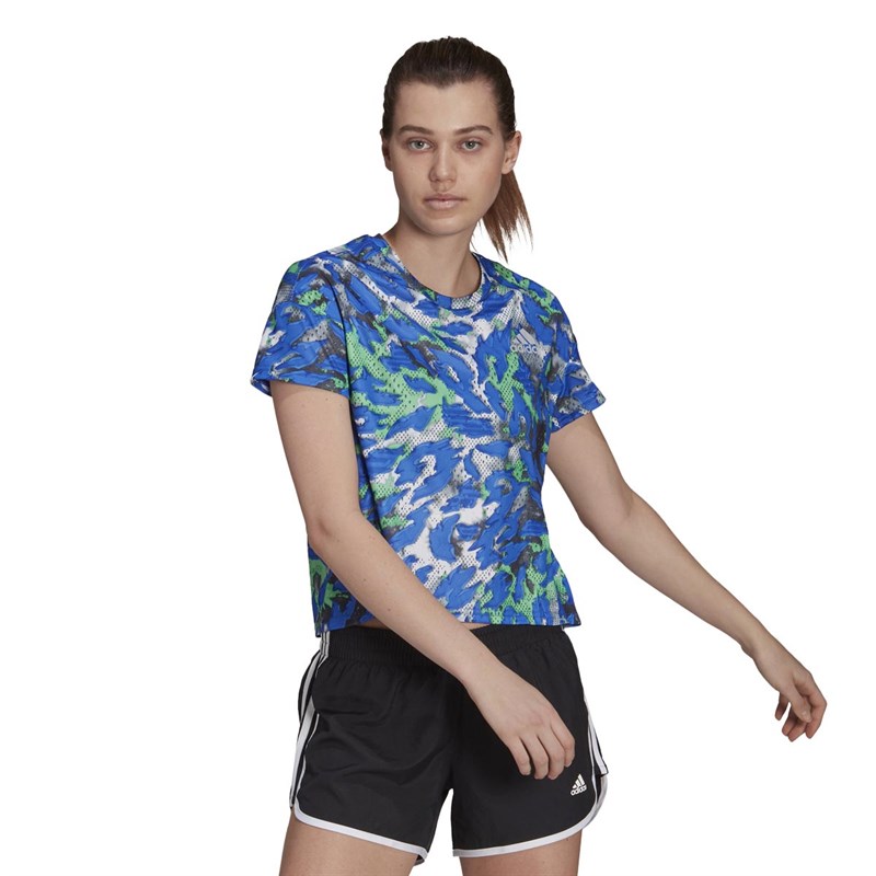 Buy adidas Womens Fast AOP Supernova Primeblue Running Top Bold Blue