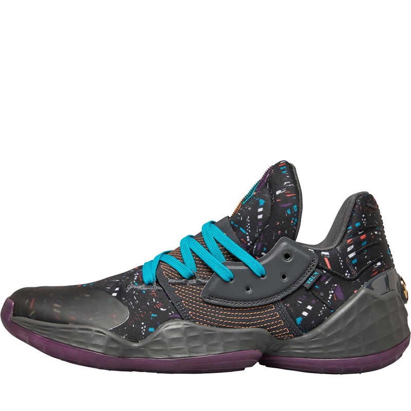 Buy adidas Mens Harden Vol.4 Basketball Shoes Core Black/Amber Tint/Grey Six