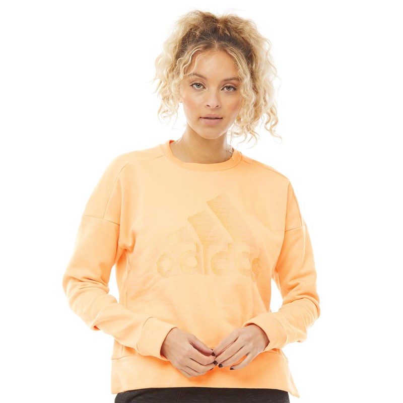 Buy adidas Womens Athletics ID Glam Logo Sweatshirt Glow Orange