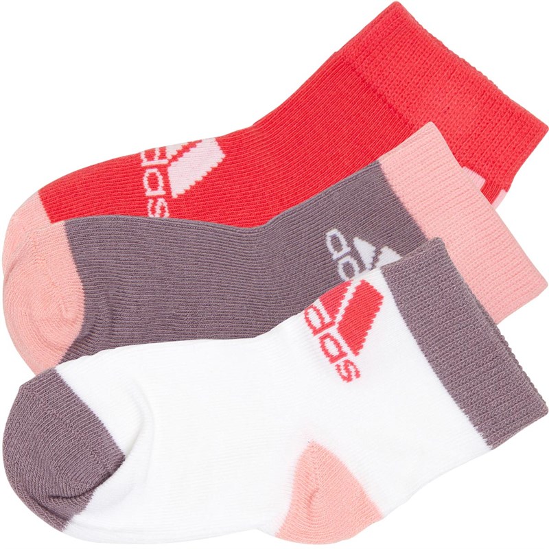 Buy adidas Girls Three Pack Ankle Socks Core Pink/White/Legend Purple