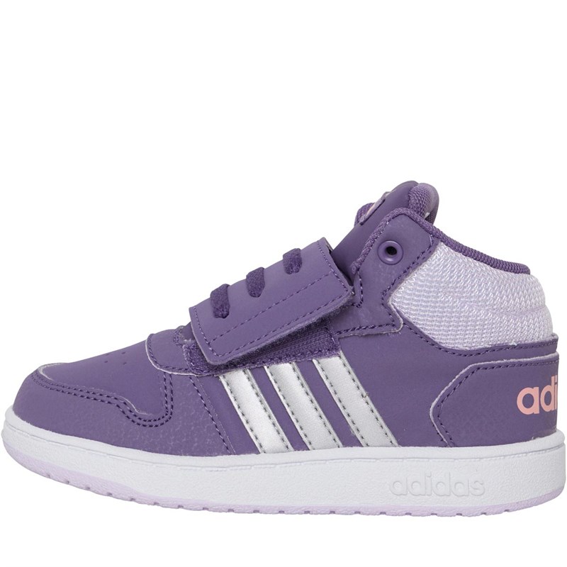 Buy adidas Infant Girls HOOPS 2.0 MID Trainers Tech Purple/Metallic