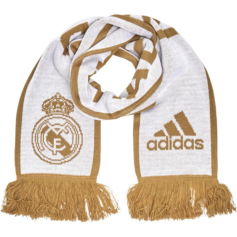 Buy adidas Mens RMFC Real Madrid Scarf White/Dark Football Gold