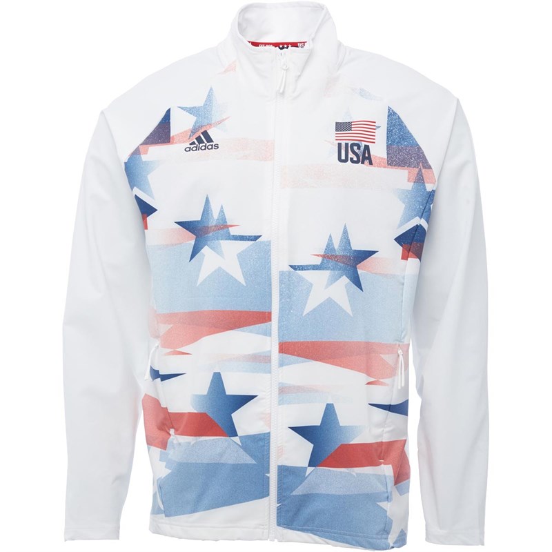 Buy adidas Mens USA Volleyball Warmup Jacket White/Collegiate Navy/Team