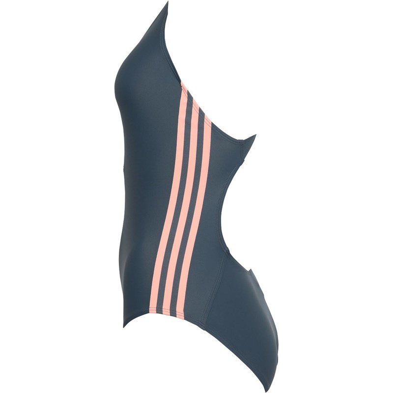 Buy adidas Womens Athly V 3Stripes Swimsuit Legend Blue/Light Flash Orange