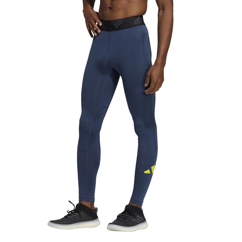 Buy adidas Mens 3 Bar Techfit Long Training Tight Leggings Navy