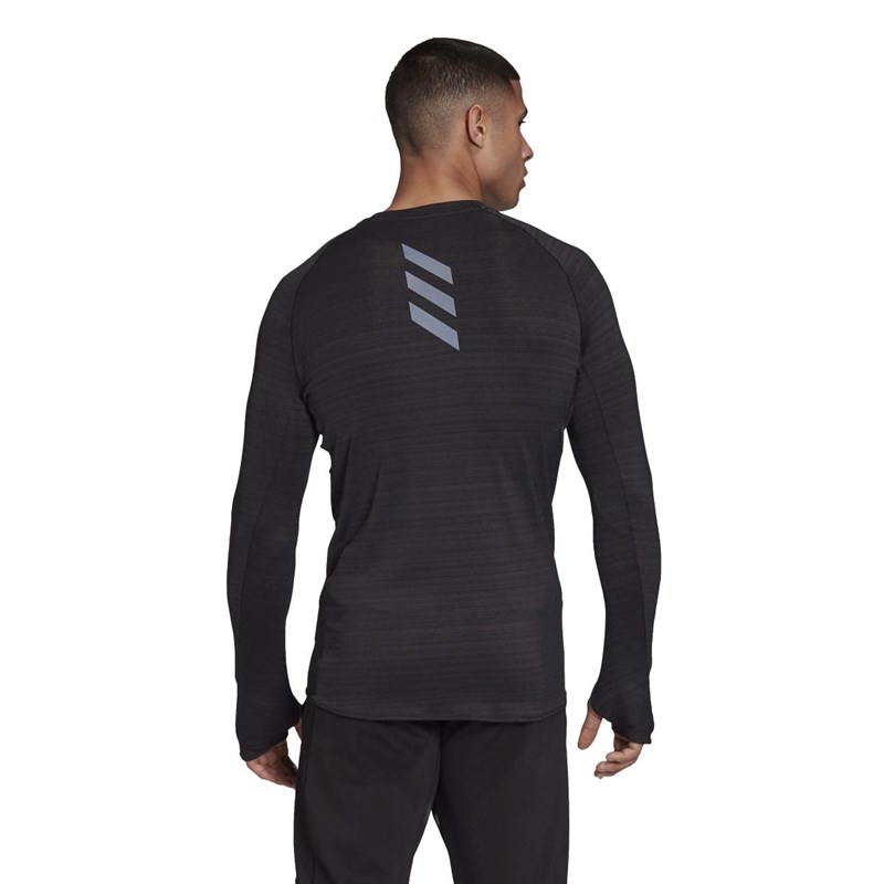 Buy adidas Mens Adi Runner Long Sleeve Running Top Black