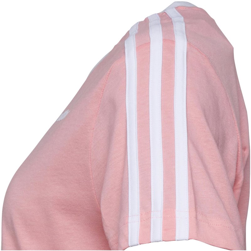 Buy adidas Womens Essentials 3 Stripe Boyfriend TShirt Glow Pink
