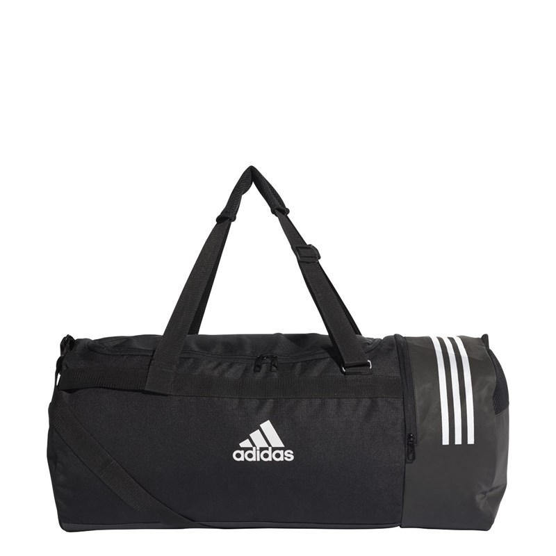 Buy adidas Mens Convertible 3Stripes Large Duffel Bag Black/White/White