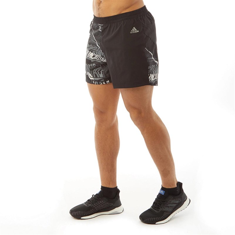 Buy adidas Mens Run It Graphic Running Shorts Black/Grey One/Grey Six