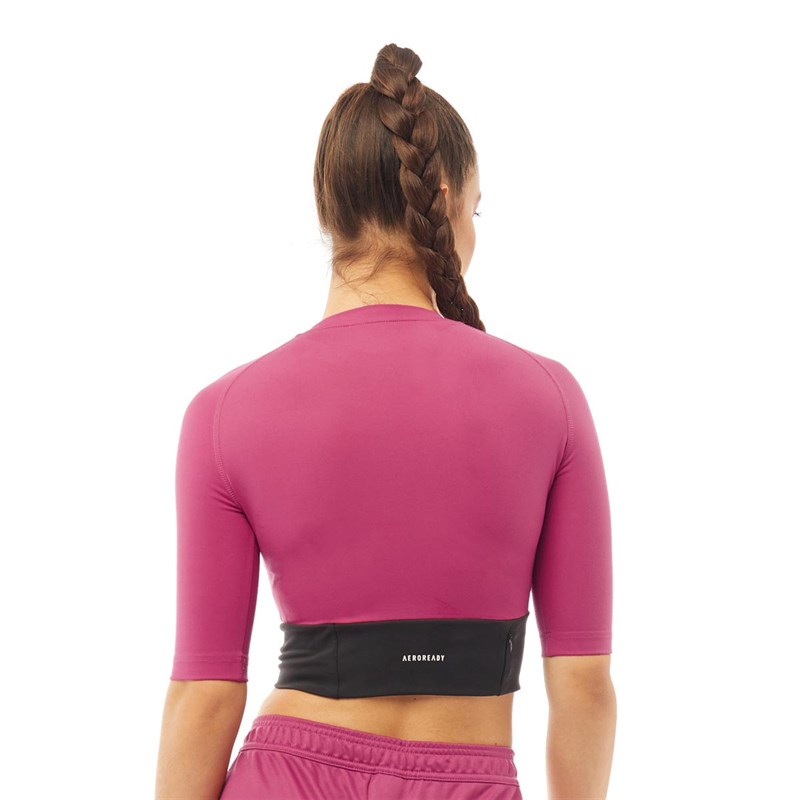 Buy adidas Womens Fitted AEROREADY Sport Crop Top Wild Pink/White