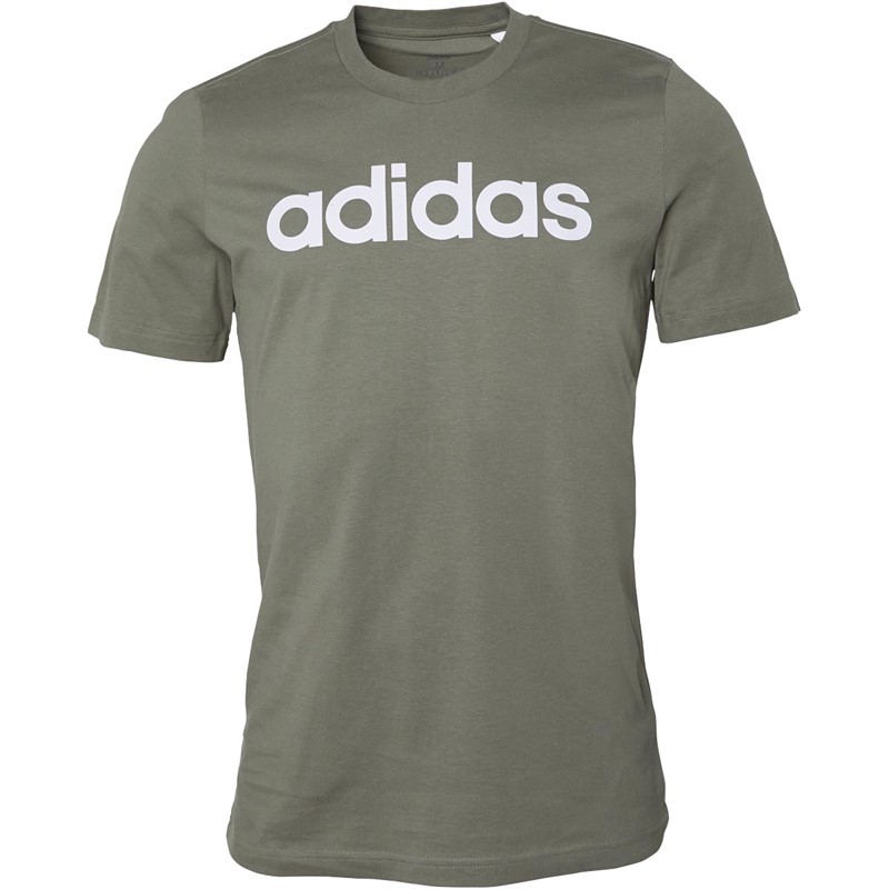 Buy adidas Mens Essentials Linear Logo Tshirt Green/White