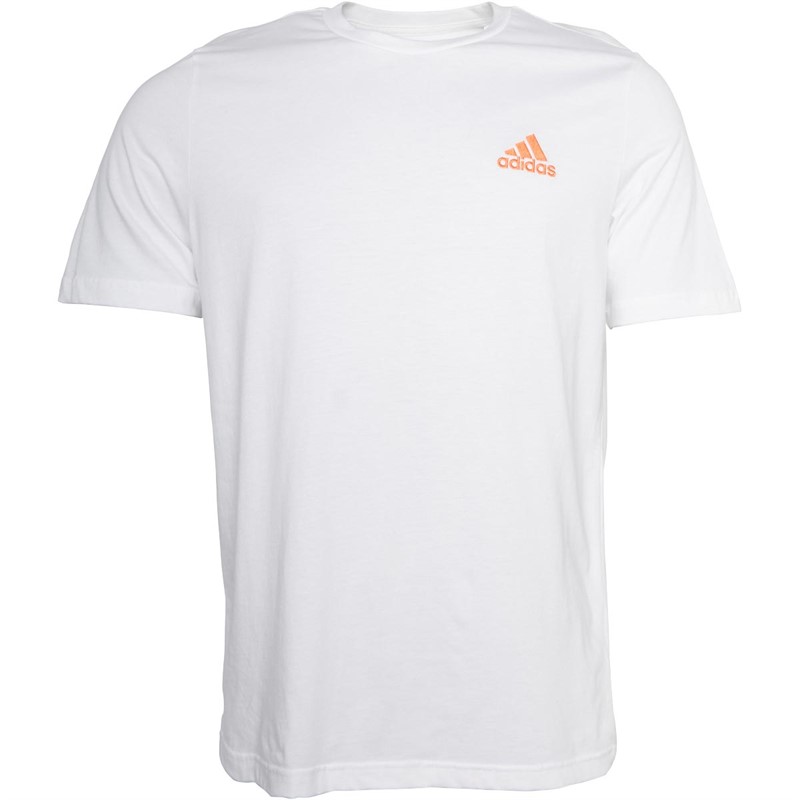 Buy adidas Mens Essentials Embroidered Small Logo Tshirt White/True Orange