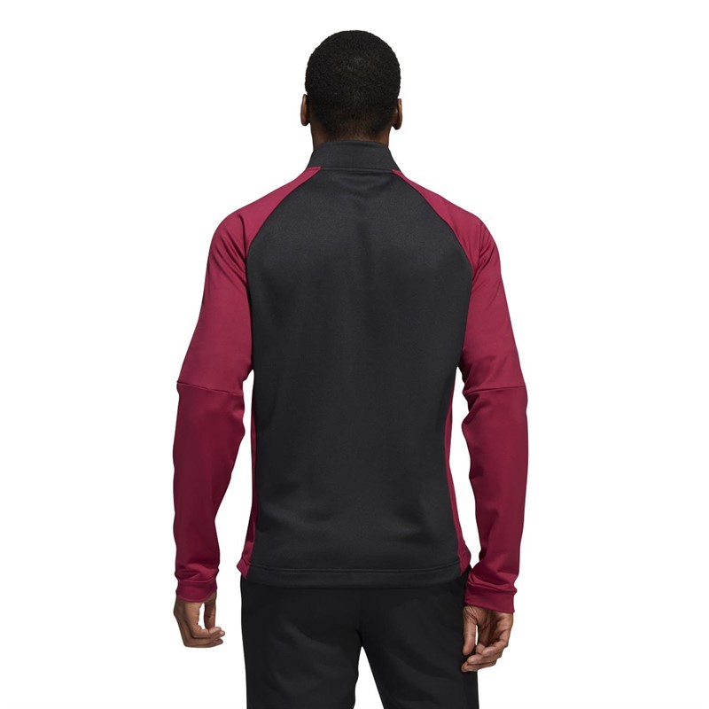 Buy adidas Mens Colorblock QuarterZip Sweatshirt Black/Legacy Burgundy