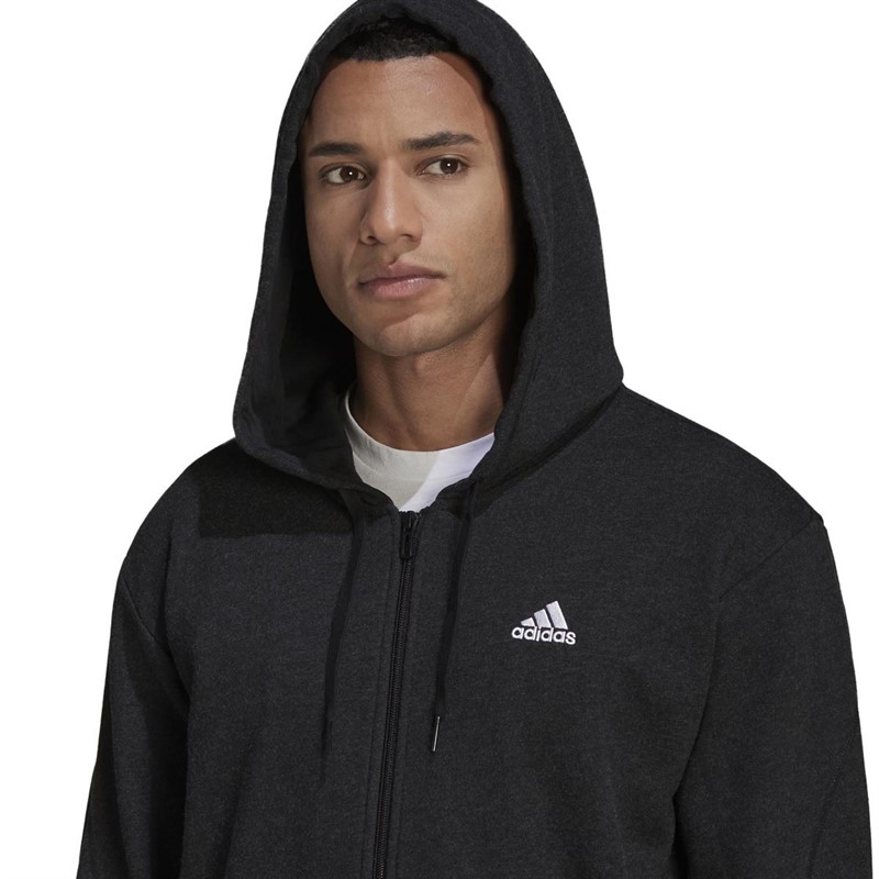 Buy adidas Mens Mélange FullZip Hoodie Black Melange