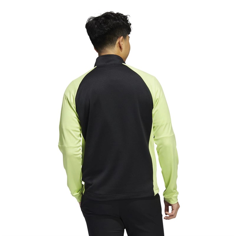 Buy adidas Mens Colorblock QuarterZip Sweatshirt Black/Pulse Lime