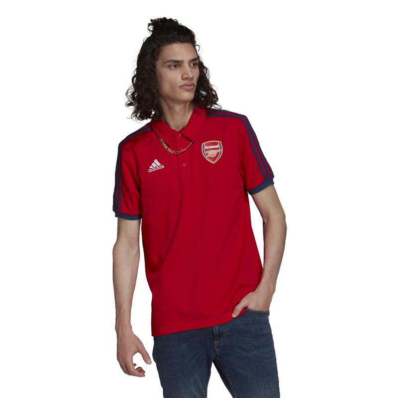 Buy adidas Mens AFC Arsenal 3stripes Polo Shirt Scarlett