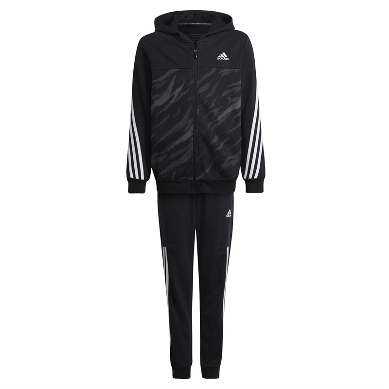 Buy adidas Junior 3Stripes Tracksuit Black/Carbon/White