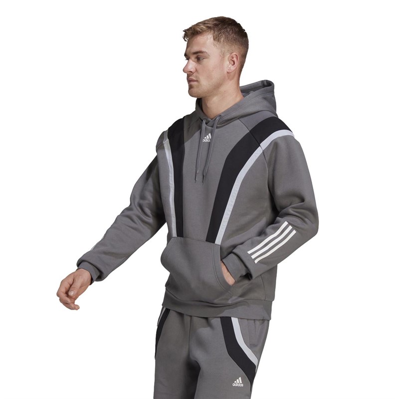 Buy adidas Mens Sportswear Fleece Hoodie Grey Four/Black/White