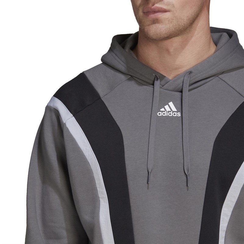 Buy adidas Mens Sportswear Fleece Hoodie Grey Four/Black/White