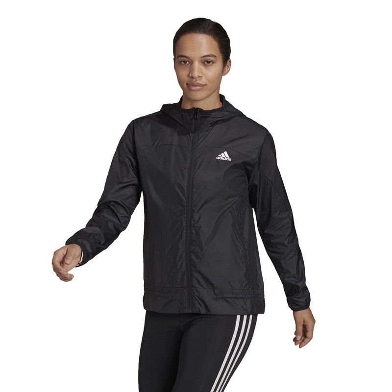 Buy adidas Womens Aeroready Logo Running Windbreaker Black/White