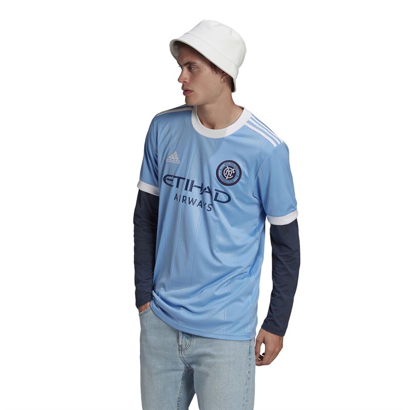 Buy adidas Mens NYCFC New York City FC Home Jersey Bahia Light Blue