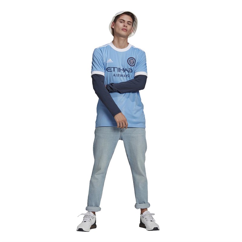 Buy adidas Mens NYCFC New York City FC Home Jersey Bahia Light Blue