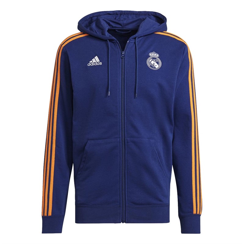 Buy adidas Mens RMCF Real Madrid 3Stripes FullZip Hoodie Victory Blue