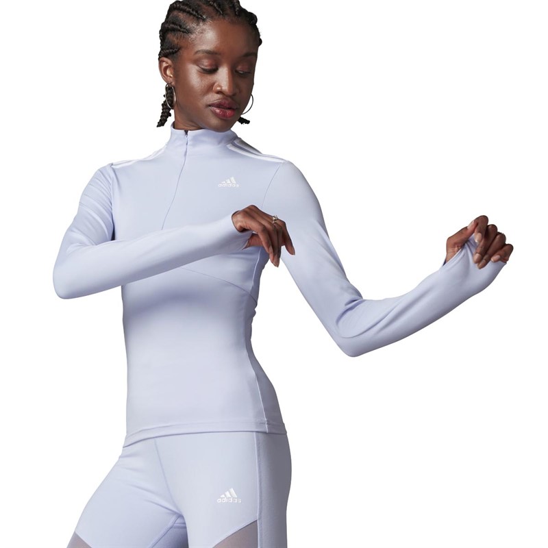 Buy adidas Womens Hyperglam Quarter Zip Long Sleeve Top Violet Tone