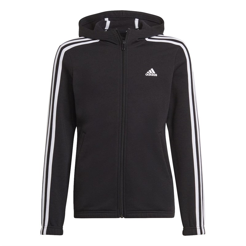 adidas Kinder Essentials 3Stripes Kapuzenpullover Schwarz